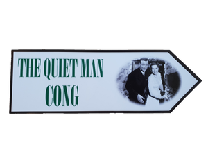 Quiet Man Cong Signpost With Sean+Mary Kate Photo In Black & White